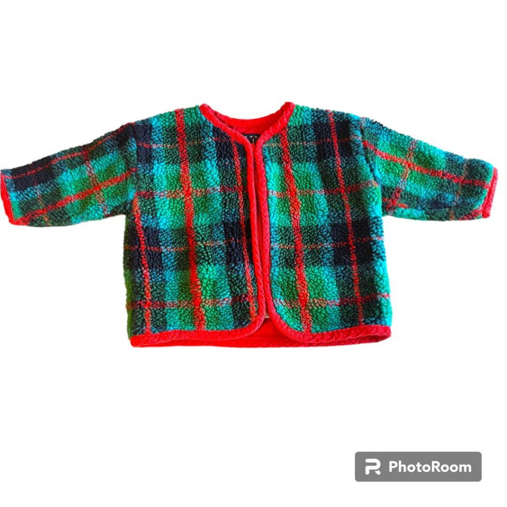 Baby‎ Gap Plaid Zip Up Fleece Cardigan Sweater Jacket Toddler L/XL 12-24 Months